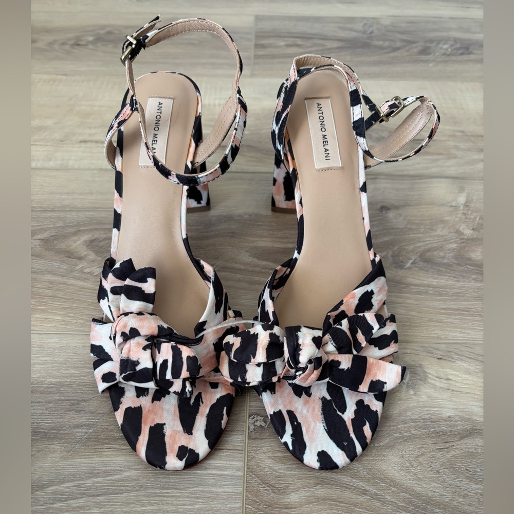 Antonio Melani Black and Pink Patterned Sandals NWOT